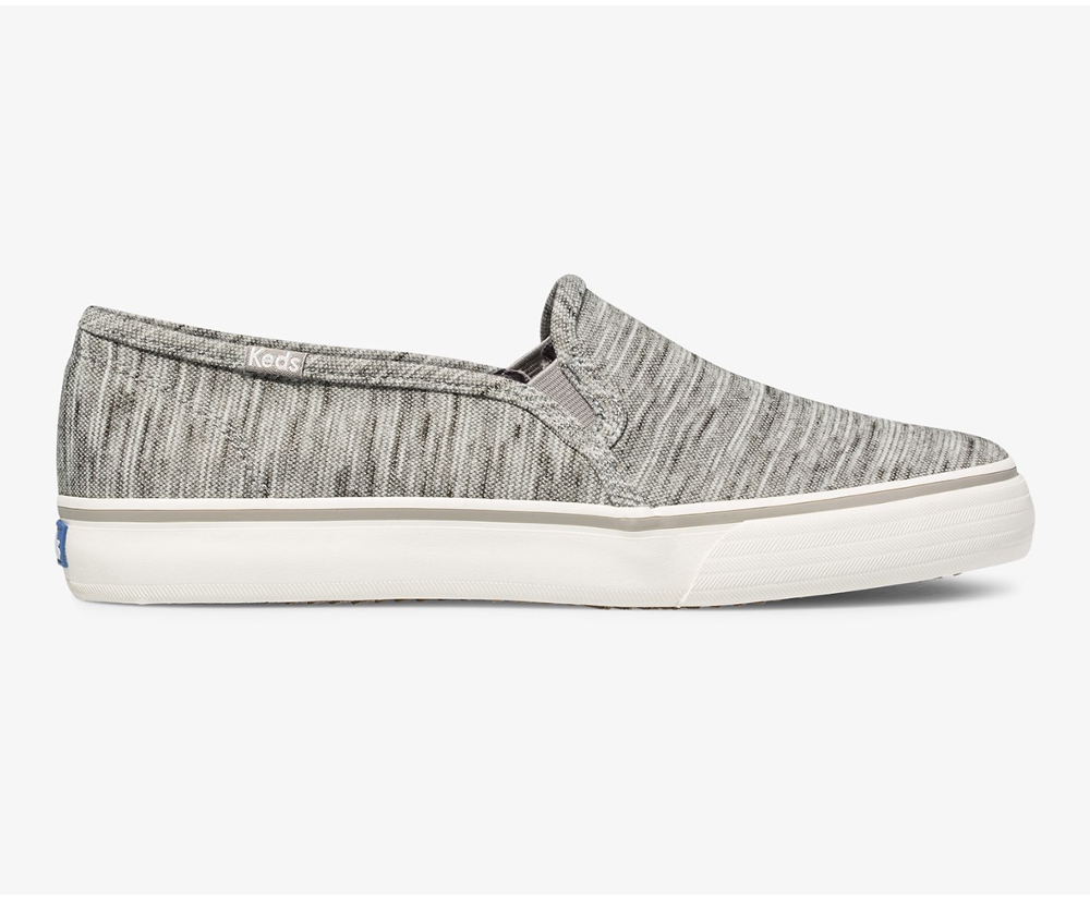 Slip On Γυναικεια - Keds Double Decker Heathered Stripe Knit - Γκρι - GZMOS4853